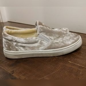 F21 Charles Albert Suede Slip on Shoes Cream